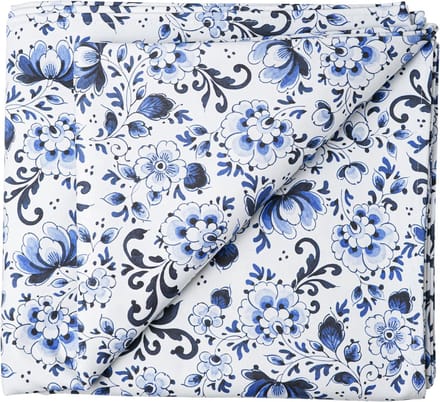 Heinen Delfts Blauw - Tafelkleed Bloemen - Wit - Katoen - 140 x 260 cm