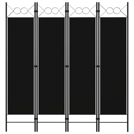vidaXL - Kamerscherm - met - 4 - panelen - 160x180 - cm - zwart