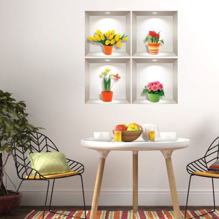 3D-stickers van de mooiste weidebloemen, 80 x 80 cm