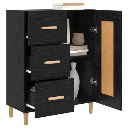 vidaXL - Dressoir - Zwart - eiken - 69,5 - x - 34 - x - 90 - cm - Bewerkt - hout