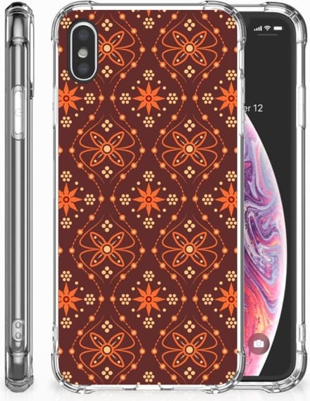 Apple iPhone Xs Max Doorzichtige Silicone Hoesje Batik Brown