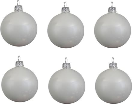 Decoris kerstballen - 6x st - wit - D8 cm - glas - kerstversiering