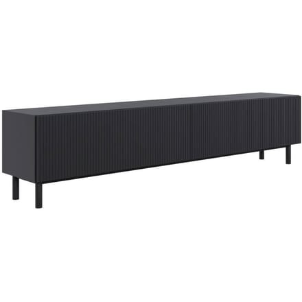 Selsey Veldio New – TV-meubel met groefstructuur, Zwart, 175 cm