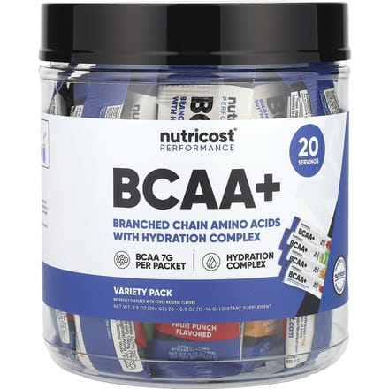 Nutricost, Fonctionnel, BCAA+, Pack Variété, 20 sachets, 13-14 g (0,5 once) chaque