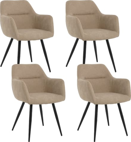 Lina® Nova Eetkamerstoelen - Beige - Set van 4 - Stof