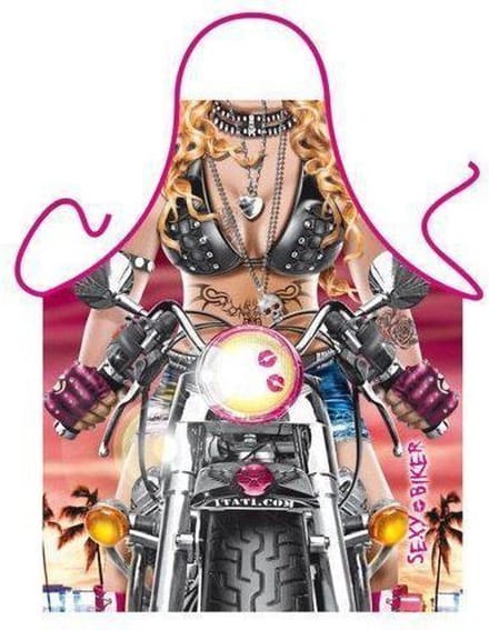 Benza Schort Motorrijdster - Sexy/Leuke/Grappige/Mooie Keukenschort