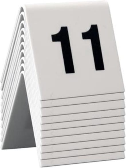 Securit®-nummersets: tafelbordjes van hard acryl, 11-20 inch, wit