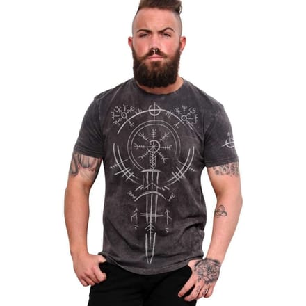 Outer Vision T-shirt - Celtic Sword mannen T-shirt - S tot 4XL - voor Mannen - grijs