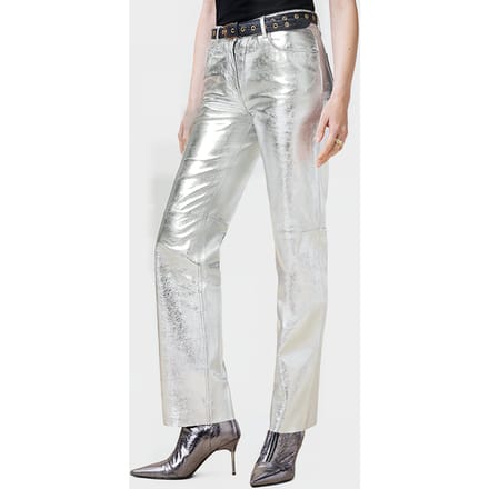 AllSaints Saige Foil Trouser Silver Größe: 4 | Straight Jeans Outlet | Damen | Grau