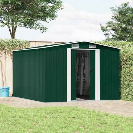 vidaXL - Tuinschuur - 257x298x178 - cm - metaal - groen