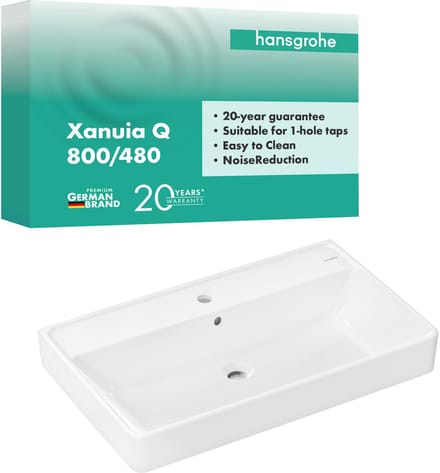 Hansgrohe Xanuia Q - Wastafel 80x48 cm, met overloop, kraangat, wit 60225450