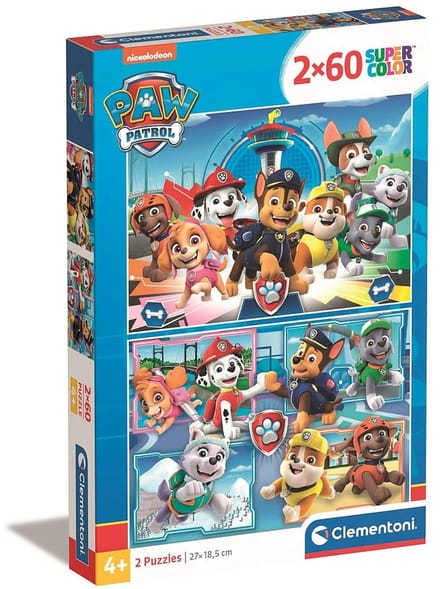 Clementoni - Puzzel - 2x60 Stukjes - Nickelodeon Paw Patrol - Supercolor - Vanaf 4 jaar