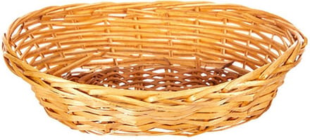 CM Rieten mandje - bruin - 36 x 26 x 10 cm - ovaal - opbergmand