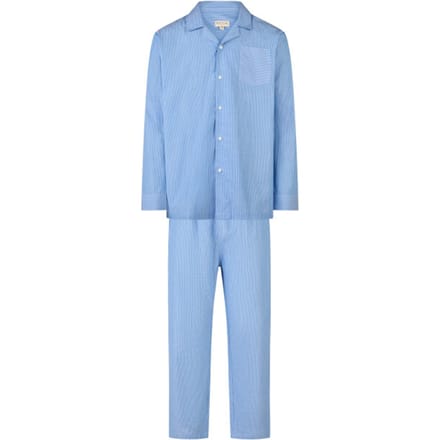 Phil & Co Heren Pyjama Set Lang Geweven Katoen Lichtblauw Gestreept - Met Knoopsluiting - Maat M