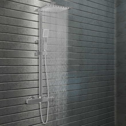 vidaXL - Douchekoppenset - dubbel - met - thermostaat - roestvrij - staal