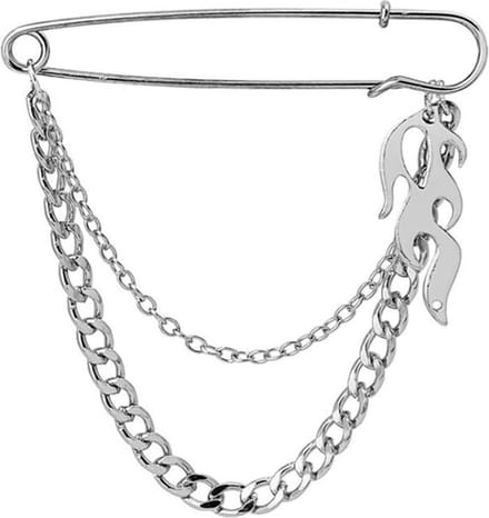 Fako Bijoux® - Sierspeld - Sjaalspeld - Vestsluiting - Vestspeld - Ketting - Flame - Zilverkleurig