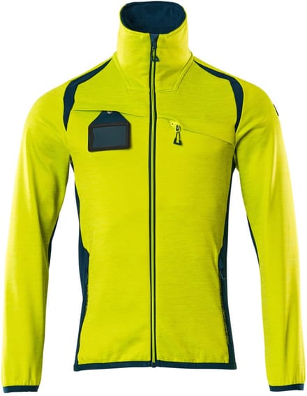 Mascot Accelerate Safe Fleecetrui met rits 19403-316 - hi-vis geel/donkerpetrol - L