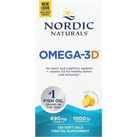 Nordic Naturals, Omega-3D, Citroen, 120 Softgels