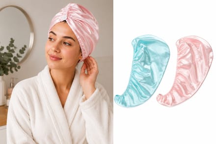2x Satijnen Haarhanddoek Tulband – Anti-Pluis & Sneldrogend – Mintgroen & Roze