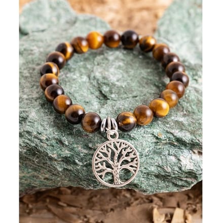 Tijgeroog armband met levensboom bedel