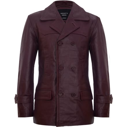 Cow Hide Dr Who Naval German Pea Coat leren jas
