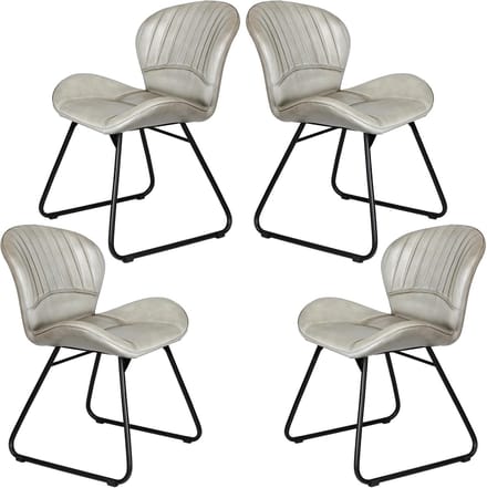 Leren stoel gestoffeerde stoel eetkamerstoelen – lichtgrijs