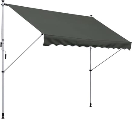 MODFU Vrijstaande Knikarmscherm - Handzwengel - In Hoogte Verstelbaar - Polyester - Grijs - 300 X 150 Cm