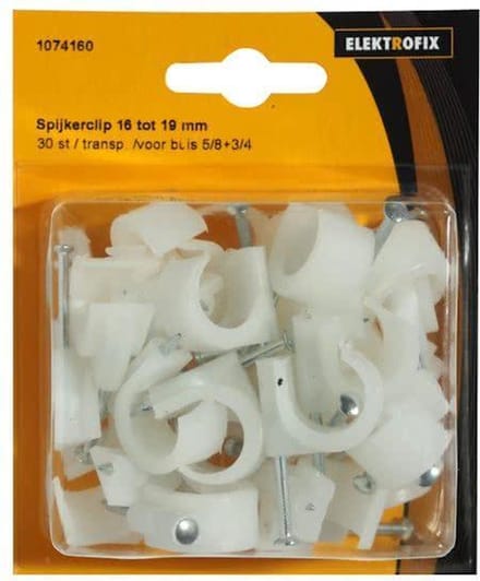Elektrofix spijkerclip 16-19 mm transparant 30 st
