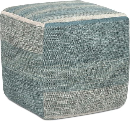 Kubus Poef Gestoffeerd Katoen Blauw Melange