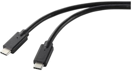 Renkforce RF-5251918 USB-laadkabel USB 2.0 USB-C stekker, USB-C stekker 1.00 m Zwart TPE-mantel
