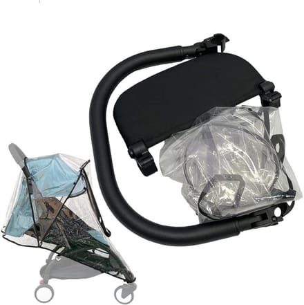 Accessoireset voor kinderwagens met verlengplank en regenhoes