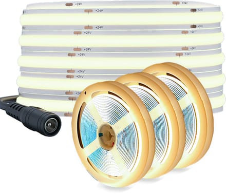 Oraymin COB LED Strip - Set van 3 - 2M - Warm Wit 3000K - 24V - Dimbaar - Flexibel - (Alleen strip)