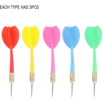 15-delige set Darts met naaldpunt, Kleurrijke Darts, Dart Rood Geel+Groen Paars Blauw pink