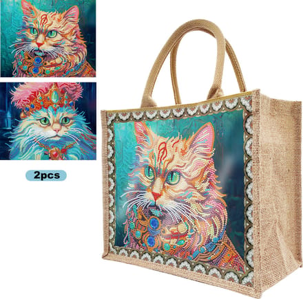 Tas met 2 paintings - HBD302 - Kat - diamond painting - compleet pakket - Diamond painting by Wietske