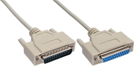 Premium seriële RS232 verlengkabel 25-pins SUB-D (m) - 25-pins SUB-D (v) / gegoten connectoren - 30 meter