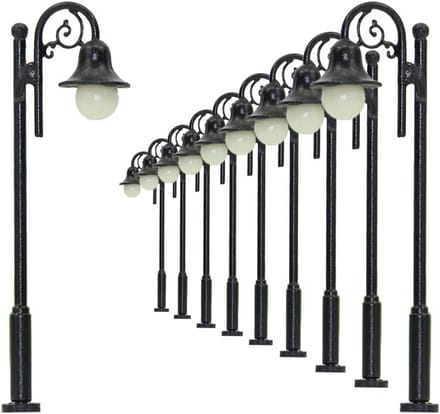 10x LED Straatlantaarns 50mm Modelspoor Verlichting Schaal N/TT Warm Wit