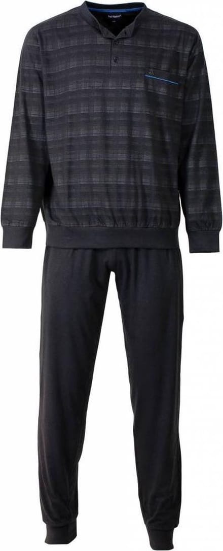 Paul Hopkins Heren Pyjama - Polo Sluiting - Katoen - Grijs - Maat M