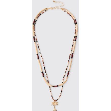 Palm Tree Beaded Necklace | Gold