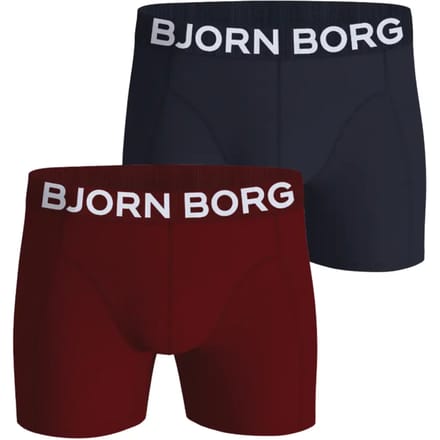 Björn Borg Cotton Stretch boxers - heren boxers normale lengte (2-pack) - donkerblauw - rood