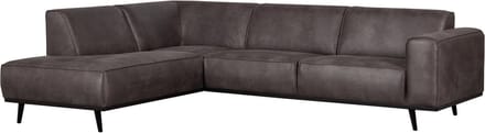 WOOOD Statement Hoekbank Links - Lederlook - Donkergrijs - 77x274x210