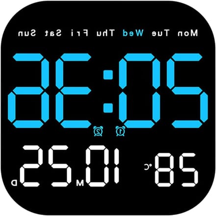 Digitale Kalender Klok - Wandklok Weer - Woonkamer Decoratie - Groot LED Display - 20.1 cm Breed - Meerkleurig