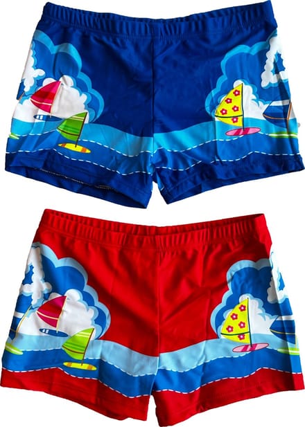 Zwembroeken kinderen met patroon blauw en rood 3-4 jaar