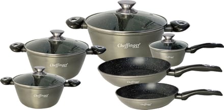 Cheffinger Pannenset - 10-delig - Zilver - Inductie - Met Deksels