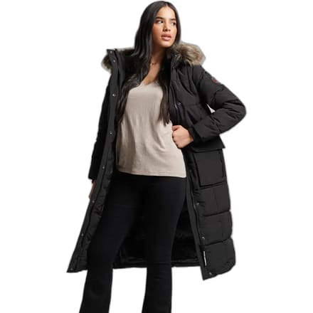 Superdry - Everest Longline Puffer Jas Slanke Pasvorm - Dames - Gewatteerde jassen