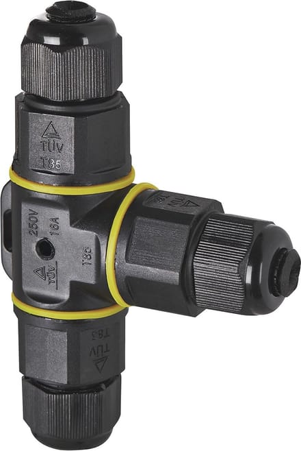 T-type connector voor kabeldiameter 3X 0,75-2,5 mm2, IP68 waterdicht en stofdicht