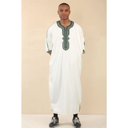 Witte Marokkaanse Thobe Djellaba Jubba Robe Eid voor heren