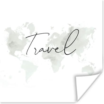 Poster Wereldkaart - Quotes - Reizen - 100x100 cm XXL