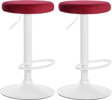 CLP Ponte Set van 2 barkrukken - Verstelbaar - Velvet - Fluweel - wit/rood