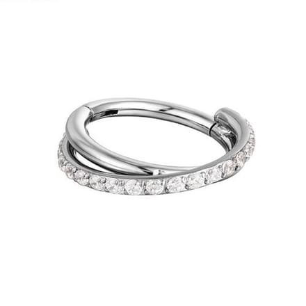 Piercing titanium High Quality clicker crossed 1.2x8 - zilver - LMPiercings