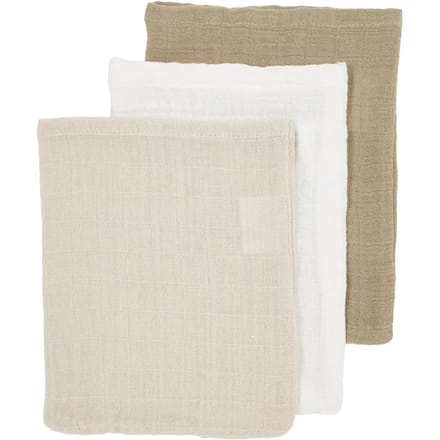 Meyco Baby Uni pre-washed hydrofiele doeken - 3-pack - pre-washed hydrofiel - offwhite/soft sand/taupe - 70x70cm